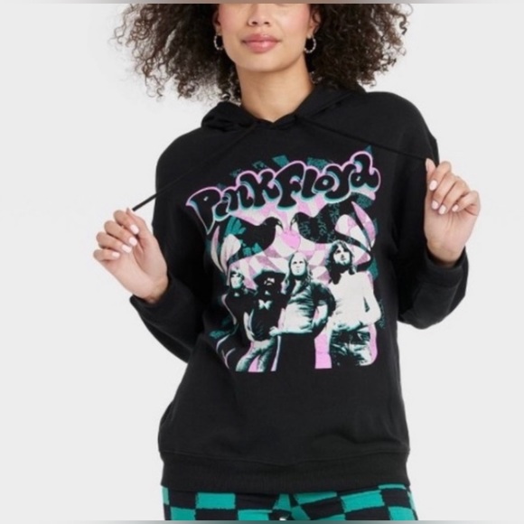Pink Floyd Tops - NEW Women’s Pink Floyd Graphic Oversized Hoodie - Black Size Small
